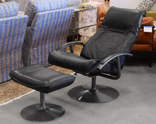 Leather Swivel Chair with Ottoman