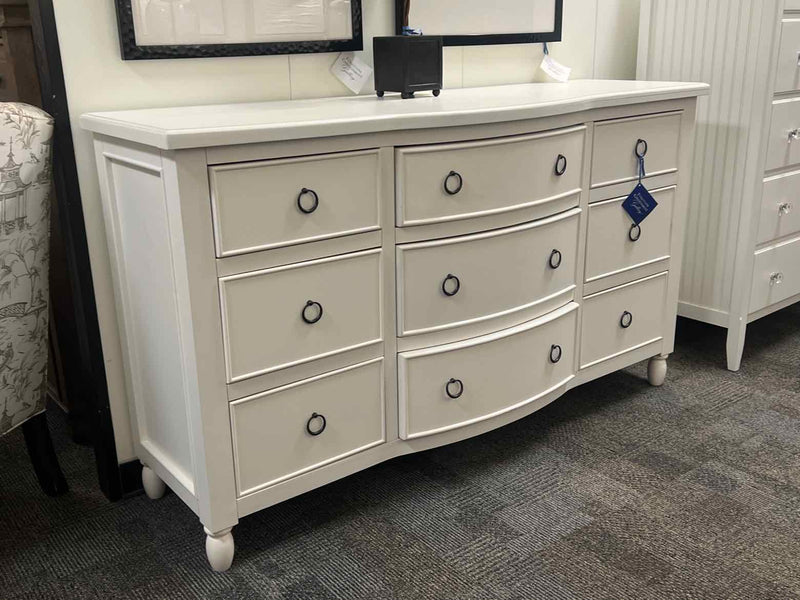 White Bow Front Triple Dresser