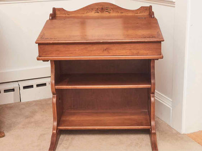 Captain's Style Stained  Maple Lift Top  2 Lower Shelf  Desk