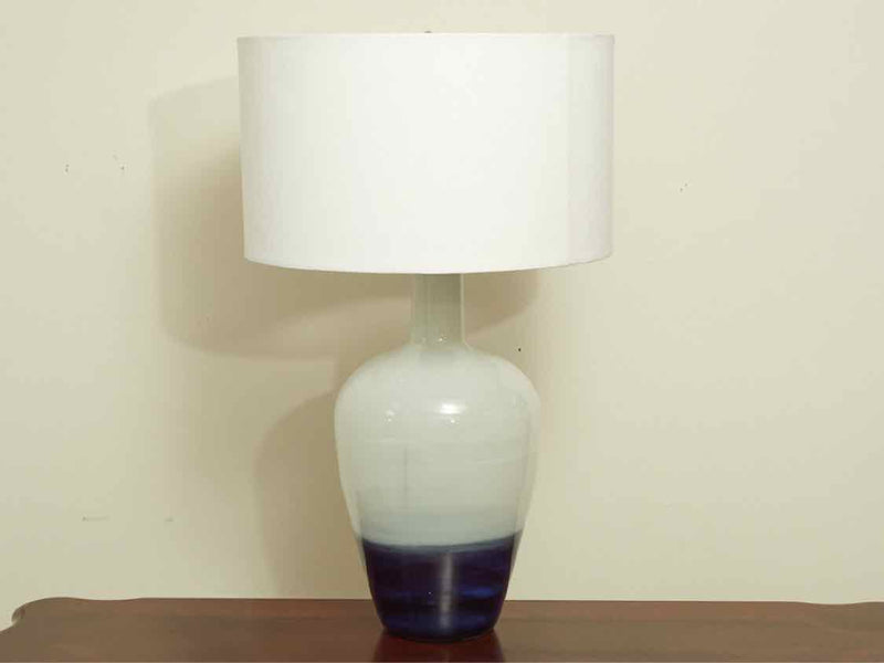 Royal Horizon Glass Table Lamp With Ivory Drum Shade