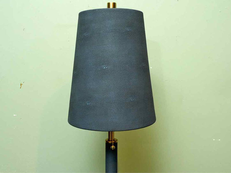 Navy Shagreen Pattern With Brushed Brass  Table Lamp