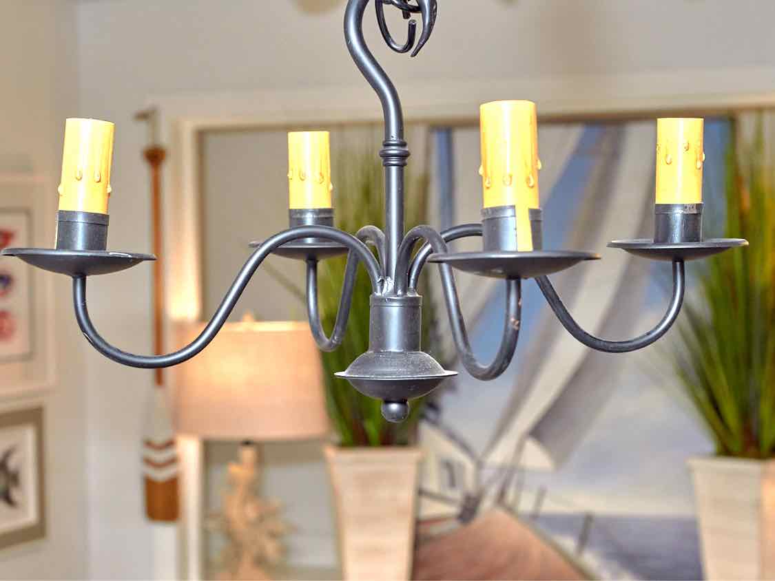 Country Tradiition Black Finish 4 Arm Chandelier