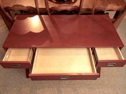 Contemporary 3 Drawer Desk In 'Cranberry Red' Finish