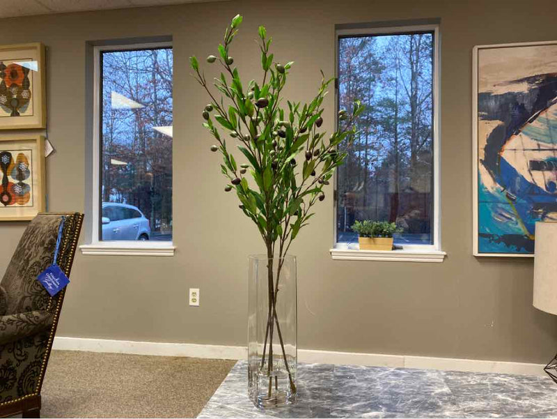 Olive Branch in Tall Glass Vase