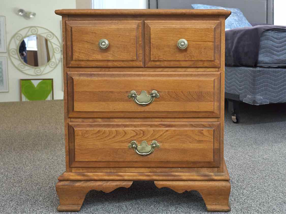 Solid Maple Three Drawer Nightstand