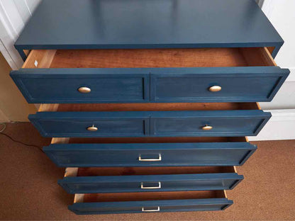 Custom Finish' Stormy Seas' Mid Century 5 Drawer Chest