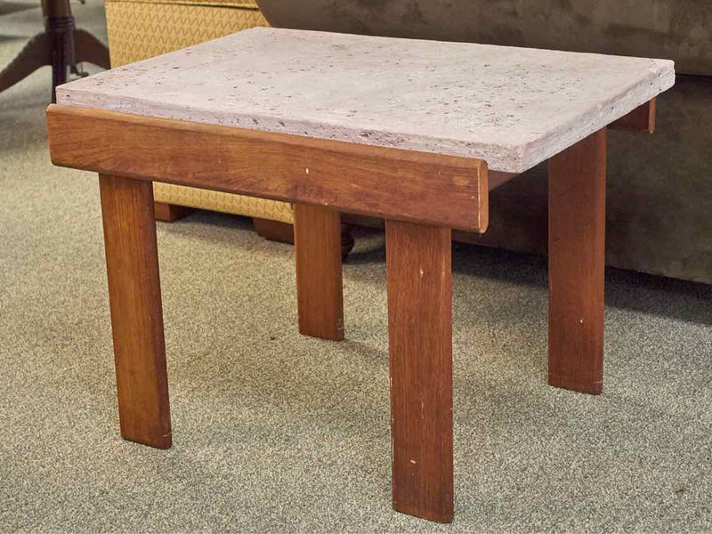 MCM Wood & Stone Side Table