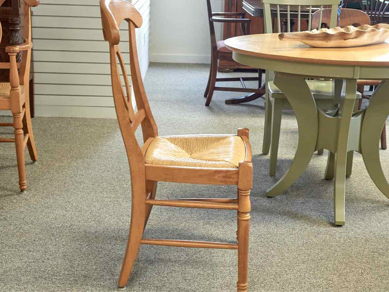 Set of Six Birchwood Dining Chairs W/ Rush Seats