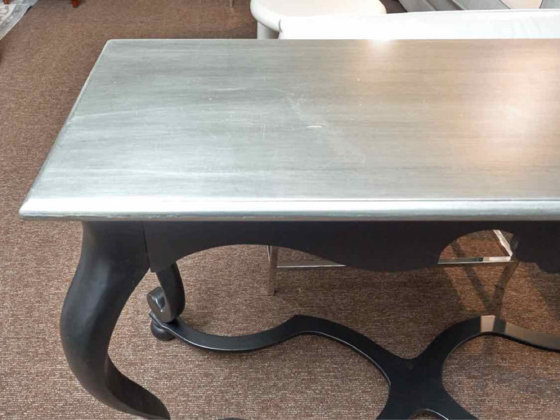 Silver Finish Top Black Finish Legs Entrance Hall Console