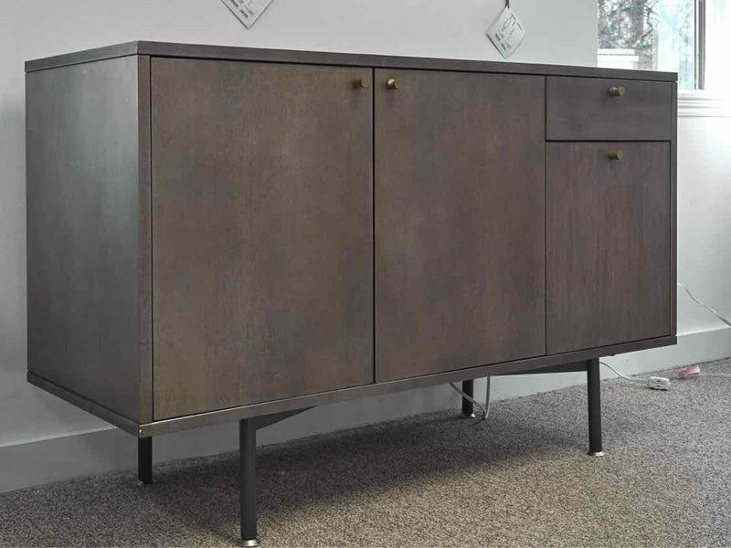 Crate & Barrel Grey Sideboard with 3 Doors & 1 Drawer