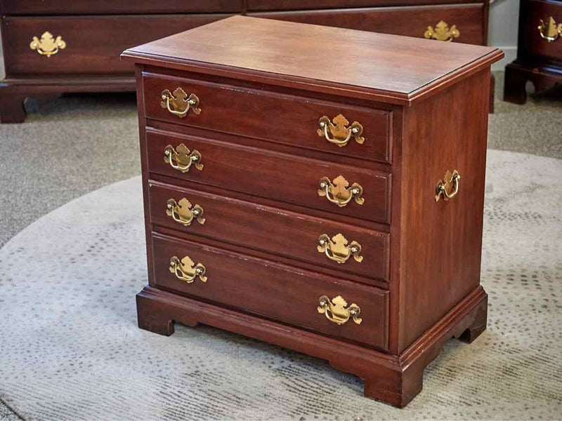 Henkel Harris  Solid Cherry 4 Drawer Nightstand with Chippendale Brass Hardware