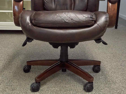 Brown Leather Rolling Office Chair