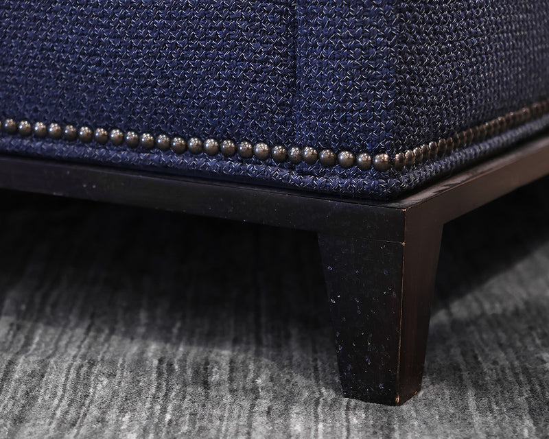 Michael Weiss for Vanguard Pair of Chairs in Blue Herringbone Fabric.