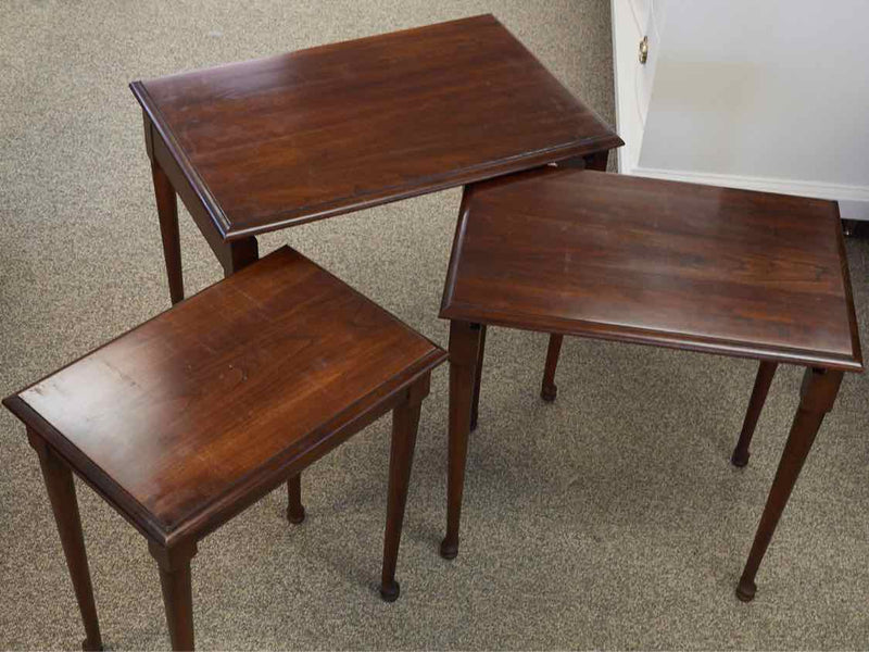 Set of 3 Cherry Nesting Side Tables with Spoon Feet