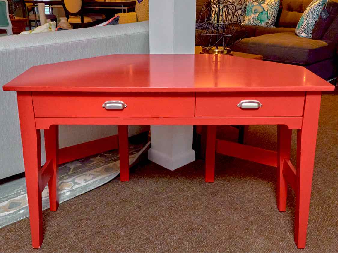 Pottery Barn Red Finish 2 Drawer  Desk