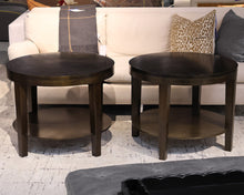 Pair of Round Side Tables in Smoky Brown Finish