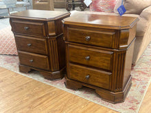 Pair of Medium Brown 3 Drawer Nightstands