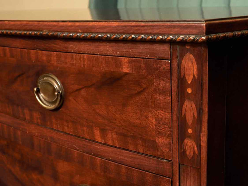 Mahogany Bow Front Dresser with 4 Drawers & Hepplewhite Brass Handles