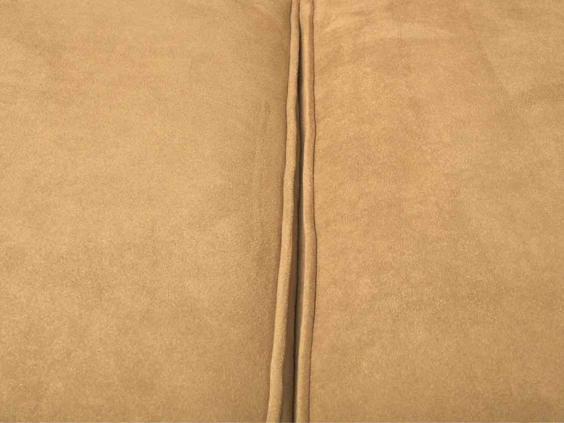 Crate & Barrel Tan Micro Fiber Tight Back 3 Cushion Sofa