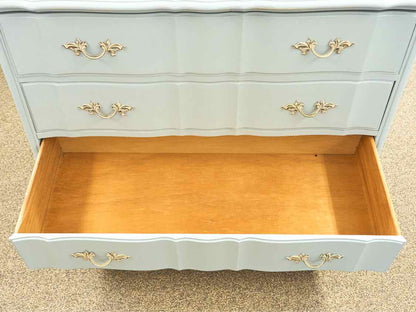 Dixie French Provincial Three Drawer Dresser in Ice Blue