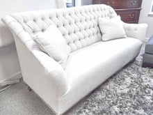 RH Tufted Wng Back Sofa with Bench Cushion in Oatmeal Linen Upholstery