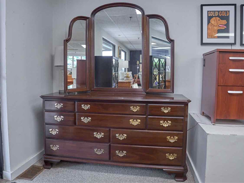 Ethan Allen Georgian Court Cherry Dresser & Mirror