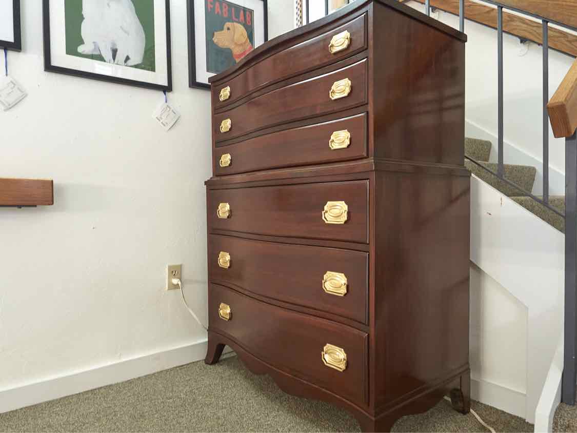 Continental Furniture Solid Mahogany Six Drawer Serpentine Front Chest