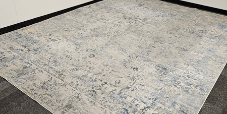 Contemporary Area Rug in Teal, Blue, Gray and Mustard