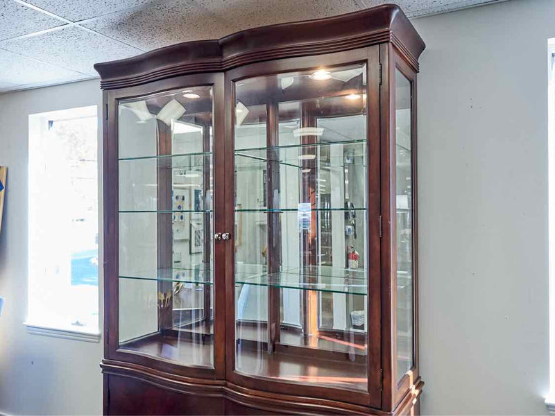 Bernhardt Lighted Display Cabinet with Closed Storage in Mahogany Finish