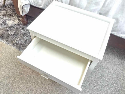 White Finish Side Table with 1 Drawer & Shelf