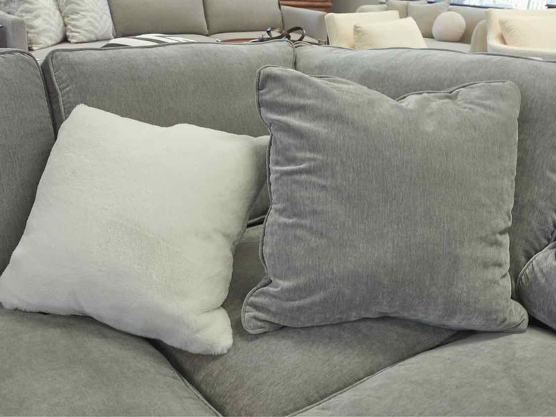 Grey Upholstered 3 Piece Sectional with Chaise & 3 Grey Toss Pillows