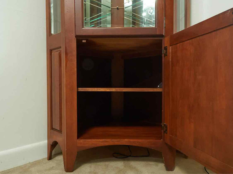 Cherry  Glass Door 2 Glass Shelf & Lower Door Corner  Curio Cabinet