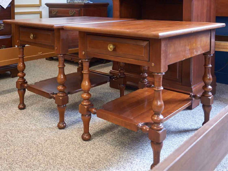 Pair of Solid Cherry One Drawer Side Tables