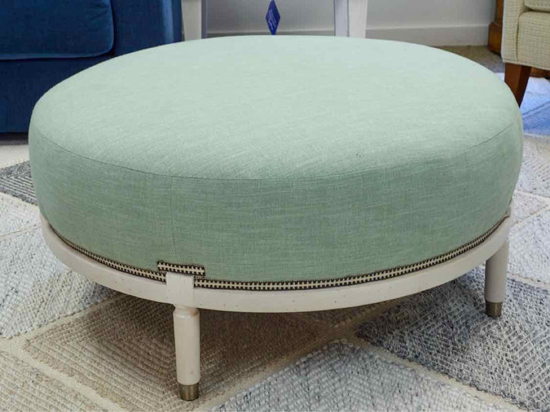 Taylor King Teal Round Upholstered Ottoman