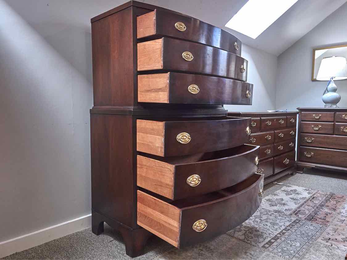 Mahogany 3 Over 3 Drawer Chest with Hepplewhite Brass Handles