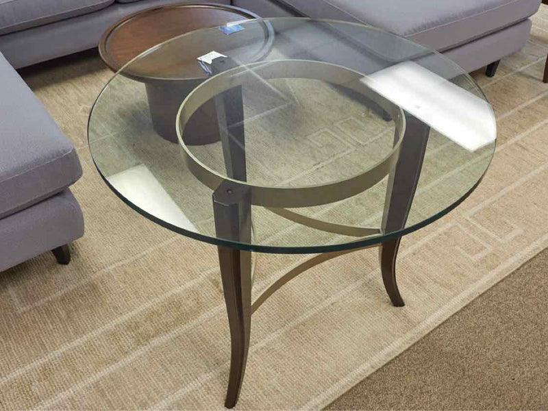 Contemporary Round Glass Top Dining Table