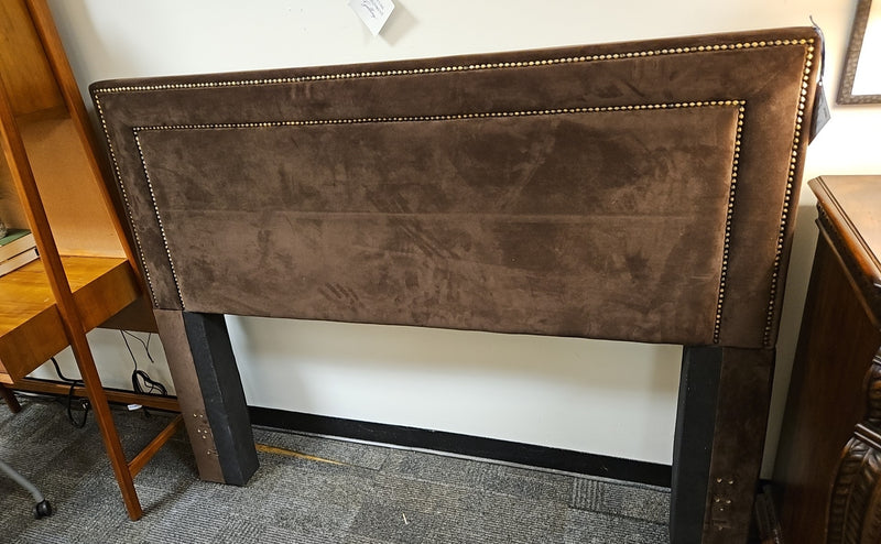 Brown Microsuede Queen Headboard