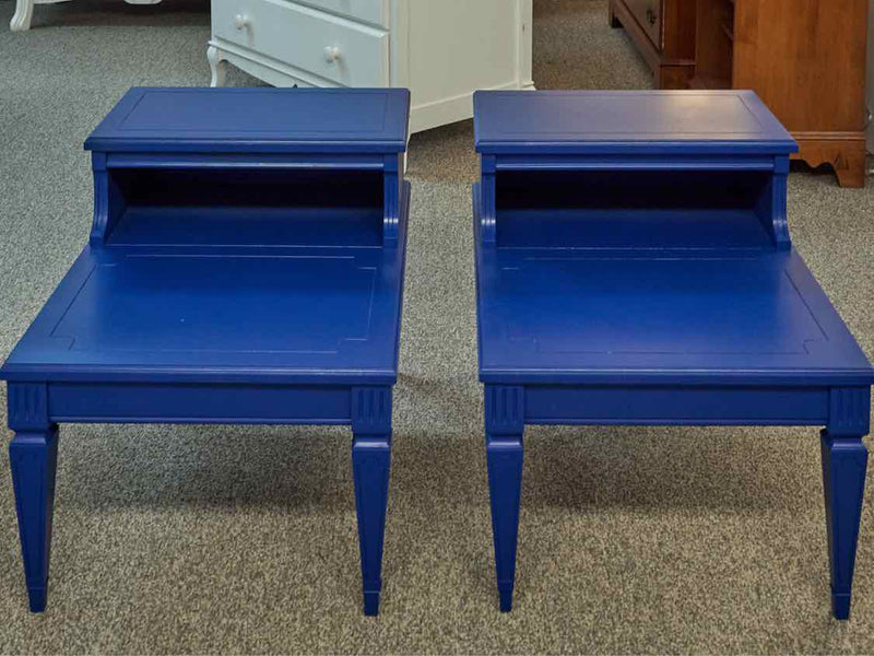 Pair of Royal Blue Stepback Side Tables