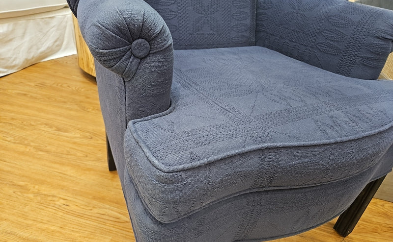 Town & Country Traditional Wing Chair in Navy Matelasse