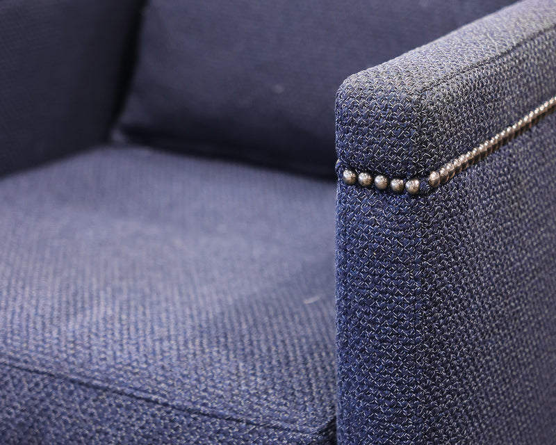 Michael Weiss for Vanguard Pair of Chairs in Blue Herringbone Fabric.