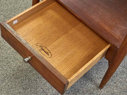 Morganton Walnut Mid Century Modern Side Table with 1 drawer