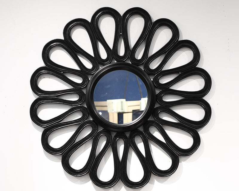 Black Floral Sunburst Mirror