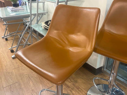 Pair of Camel Faux Leather Bar Stools