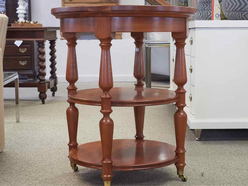 Harden Cherry Round Side Table with 2 Shelves