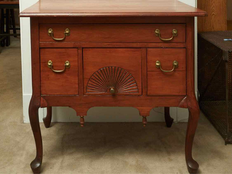 Maple Queen Anne Low Boy with 3 Drawers & Carved Fan Drawer