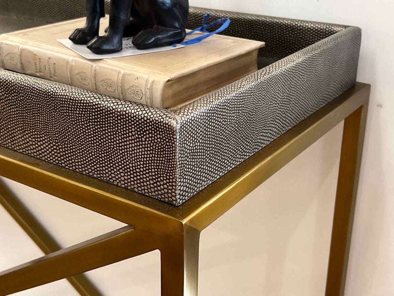 Brass Console w/ Faux Shagreen Butler's Top