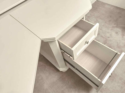 Off White 4 Drawer 1 File Drawer Chrome Knobs Corner Desk