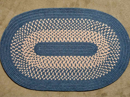 Jackson Ford Oval  Blue & Ivoey Braided Area Rug