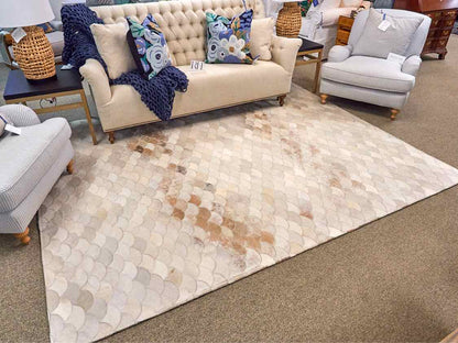 Serena & Lily White Scalloped Hide Area Rug