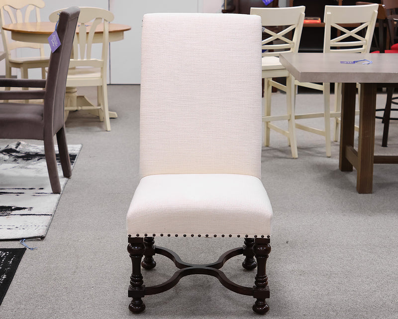 Bernhardt Dining Side Chair in White on Mahogany Frame